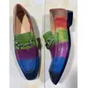 Casual Shoes Italy Fashion Mixed Colors Real Leather Loafers Handmade Slip On Dress For Mens Flats Party And Banquet