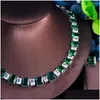 Orecchini Necklace Set Tre Graces 2pcs Luxury Zirconia cubica Studina verde scuro e gioielli da sposa per donne TZ993 Delivery Delivery S dhxh9