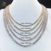 Bijoux hip hop glacé VVS1 D Collier de diamant de couleur Color Real 2 mm 2,5 mm 3 mm CVD Tennis 9k 10k 14k Chain de or solide