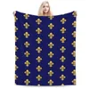 Одеяла фланелевые одеяло одеяло Royal Fleur de Lys Blue Speck Spead Theale Plush для кровать