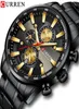 Curren Black Gold Watch for Men Fashion Quartz Sports Wristwatch Chronograph Clock Date Watches Rostfritt stål Male Watch CX200809341501