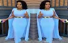 Light Blue Plus Size Cape Style Evening Dresses 2017 Sheath Floor Length Evening Gowns Aso Ebi South African Women Formal Party Dr5792212