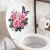 Wallpapers 30 30cm Creative Pink Rose Flower Butterfly Toilet Sticker Bathroom Home Decorative Lid Printed Ms4371