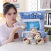 FILME TV PLUSH Toy Pudding Bag Food Toy Toy Mini Animais Bolas Bolas Amarelas Cat Dinosaur Coelhinho Rosa 8 PCs Snack Zipper Decor Decor Almofada Girls 240407