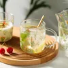 Weingläser Glas Teemilchbecher mit Skala Kaffeetasse Party kreativer Getränke Becher Wassergrasmuster Borosilikat Tasse für Zuhause