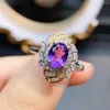 Cluster Rings FS 6 8mm Natural Amethyst Ring S925 Sterling Silver For Women Fine Fashion Charm Weddings Jewelry MeiBaPJ With Certificate