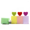 Storage Bottles 30ml Elegant Square Colorful Glass Perfume Refillable Bottle Silver Spray Heart Shaped Lid Cosmetic Packaging Sample Vials
