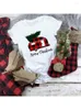 Magliette da donna felice camicia da renna natalizi harajuku donne leopardo plaid albero tabellone maglietta di Natale tops camisetas mujer