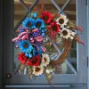 Decorative Flowers Independence Day Wreath National Door Hanging Rattan Battery Operated Christmas Lights For A