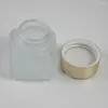 Storage Bottles 30pce Empty Unique 15g Clear Frosted Square Glass Cream Jar With Shiny Gold Lid Wholesale Cosmetic For Eye