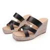 Pantoufles coins pantoufles femmes d'été talons hauts mode polyvalente à l'extérieur porte sandales chaussures pêcheurs espadrilles