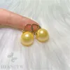 Brincos de garanhão Golden redonda de pérola 18K Ear moderno unissex formal todos os dias