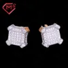 디자이너 힙합 10mm Shine Moissanite Square 아이스 아웃 아웃 유니esx 힙합 패션 쥬얼리 골드 도금 귀걸이