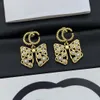 Designer di lusso Lettere Stud Orecchini penzolanti 18K Donne placcate Gold Donne Crystal Rhinestone Earring Earring Wedding Party Jewerlry