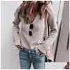 Damen Pullover Strick 2023 Herbst Winter Strick Sweater Frauen Pfrover Lila Jumper Ladies gegen Nacken Langarm Lose für Frau Drop del dh1te