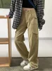 Frauen Jeans S-4xl Frauen Khaki Cargo Streetwear Lose Spring Fashion High Taille American Style Retro einfache Studenten täglich Ulzzang
