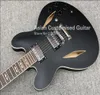 Aangepaste winkel Dave Grohl DG335 MATTE BLACK Semi Hollow Body Jazz Electric Guitar Guitarra Dual Diamond Holes Split Diamond White MOP4230658