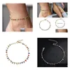 Anklets colorf rispärlor fot armband enkel mode blandad färg tofsa hänge guld sommar anklet boho smycken droppleverans dhsje