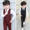 Boy Plaid Vest Blazer детская жилета свадебная одежда набор