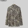 Men's Casual Shirts INCERUN Tops 2024 Korean Style Stylish Mens Leopard Printed Pattern Party Shows Male Long Sleeved Blouse S-5XL