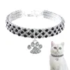 Hundhalsar Förlängare Pet Collar Cat Elastic With Diamonds Heart Claw Pendant Easy Wear Wedding Parties Halsband Bling Crystal