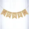 Party Decoration First Birthday Flag Fishtail Burlap Banner Swallowtail Bunting Baby Shower Hanging Garland Supplies Background