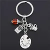 Keychains Lanyards 1PC Metal Charms med färgglada pärlor Keychians Yoga Flower Wine Keyring Wedding Jewelry Gift for Lover Q240403