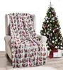 Blankets Cozy Double-sided Flannel Extra Soft Christmas Print Blanket Cover - Home Decor Winter Bedding Sofa Burgundy Reindeer