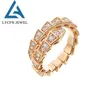 Lycfn luxe legeringsplaat met 18K gouden gladde slang botten dames ring gepersonaliseerd feestpaar cadeau mode sieraden 240401