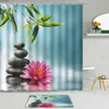 Shower Curtains 2Pcs Desert Stone Curtain Creative Pattern Zen Green Bamboo Fabric Bath Screen Non-Slip Mat Bathroom Set Decor