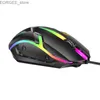 Ratos com fio Mini RGB de programação ajustável com fio 1600 dpi ergonomia óptica mouse para laptop de escritório Notebook de computador Y240407