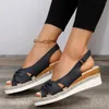 Sandals Summer Women'S Ladies Large Simple Bow Fish Mouth Shoes Thick Bottom Higher Slope Heel Zapatos Para Mujeres