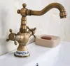 Rubinetti del lavandino da bagno antichi in ottone doppio manico tazzine bacino tap a rubinetto mazzo di mazzo montato LNF601