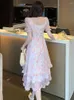Partykleider elegante rosa Blumensequis Casual Beach Kleider für Frauen Sommer Fashion Chic Ruffled Prom 2024 Korean Bodycon