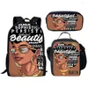 Sac à dos caricaturé nouveauté cool drôle de filles africaines 3D imprimées 3pcs / set élèves sacs d'école ordinateur portable