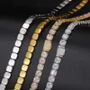 Hip Hop Jewelry Men's Pink Style 11mm Gold Plated Sterling Sier Cushion Cut VVS Moissanite Diamond Tennis Chain Necklace