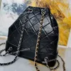 Top luxury Gabrielle bag designer handbag with vintage chain backpack genuine leather diamond patterned leisure bag women's backpack