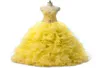 In Stock 2021 Yellow Quinceanera Dresses Ball Gowns Organza Beaded Ruffles Sweet 15 Dress Prom Gown3776989