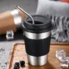 Cups Saucers Coffee Cup Antibacterial 304 Roestvrij staal Drinkware Mode Business Office Melk 500 ml Drinkgereedschap Drop Winkelen J408