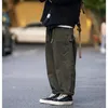 Calça de carga japonesa homens homens vintage solto coloração sólida calça de rua americana de rua de rua americana