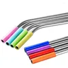 Drinking Straws Set Of 8 Collapsible Reusable Stainless Steel Straw 8.5/10.5inch Atraw With Silicone Tips And 2 Piece Cleaner Brush