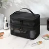 Aufbewahrungstaschen Frauen Kosmetikbeutel für Make -up -Organisator tragbare Reisebühne Koffer Organisatoren transparente Mesh -Toilettenartikel