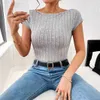 2024 Sommer neu sexy sexy Slim Fit Open Rücken kurz oben, breit gestreiftes kratziges Kurzarm-T-Shirt für Frauen