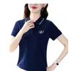 Kvinnors polo t-shirt stor storlek 2024 sommar ny polo hals kort ärm avslappnad lös mode topp kvinnor