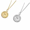 Chunky 18K Gold Lucky Penny Coin Medallion Necklace Gold Link Chain Layered Long Gold Necklace for Women Men Disc Pendant Necklace