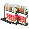 Kitchen Storage Spice Rack Organizer 2-Tier Pull Out Seasoning For Cabinet Drawer Shelf Small Space