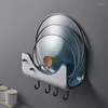 Kitchen Storage Wall Mounted Pot Lid Hanging Shelf Utensil Towel Hanger Cutting Board Holder Punch-free