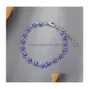 Chaîne Turkey Evil Blue Eye Bracelet Prière de prière Gold plaqué OVAL EYES CHARM BRACELETS BRACHES POUR LES FEMMES DIFFICATION DES FEMMES DHF4C