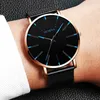 Andere Uhren 2023 Genfer Minimalist Watch Mens Ultra dünn blau Edelstahl Mesh Watch Mens Business und Freizeitquarz Watchl240403