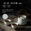 Tearware Sets Chinese Retro Ceramic Tea Conjunto de um bule e duas xícaras de viagens portáteis de viga japonesa fabricante de maconha em 2 pessoas